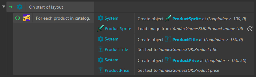 For each product in catalog example