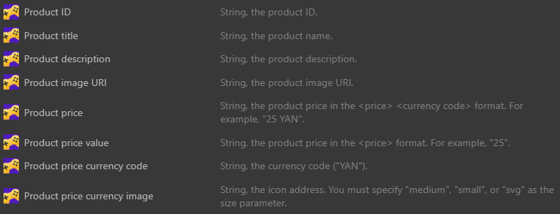 For each product expressions