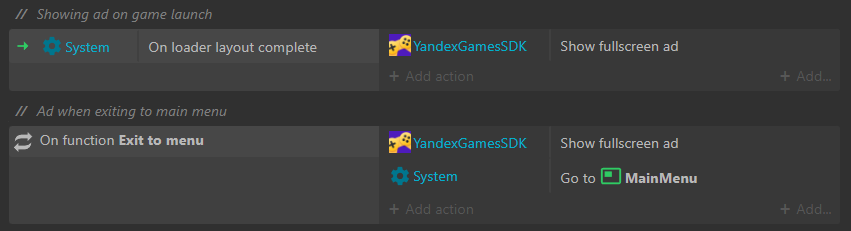 Example of calling a rewarded video ad