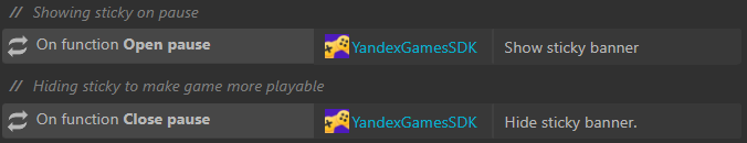 Example of showing and hiding a sticky banner