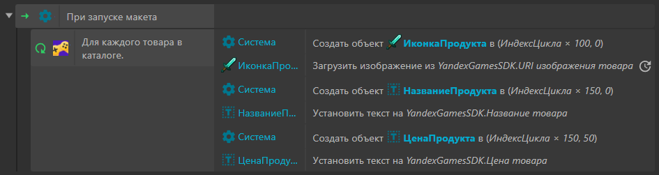 For each product in catalog example